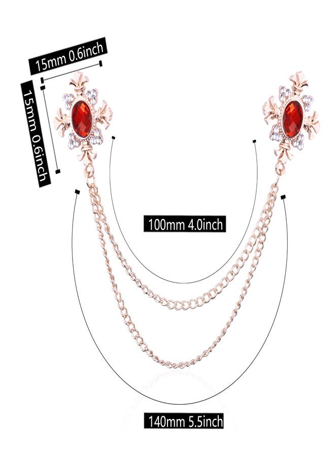 Anmpab Cross Crystal Tassel Chain Brooch Gold Silver Tassel Collar Pins Broochs Rhinestone Lapel Pin for Men Women Suit Accessories Cross Crystal Tassel Chain Brooch.Gold Silver Tassel Collar Pins Broochs Rhinestone Lapel Pin for Men Women Suit Accessories (Red) - Image 4